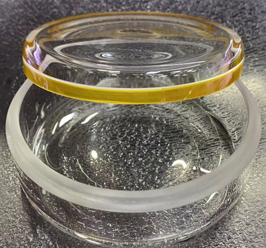 Quartz glass sealed watch oil benzine cup, 90x35mm size, with anti-leak cover for precise watch repair.