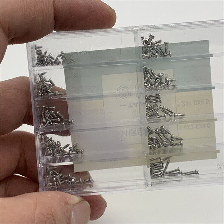 304 Stainless Steel self-tapping screws assortment in 8 sizes for precise watch repair