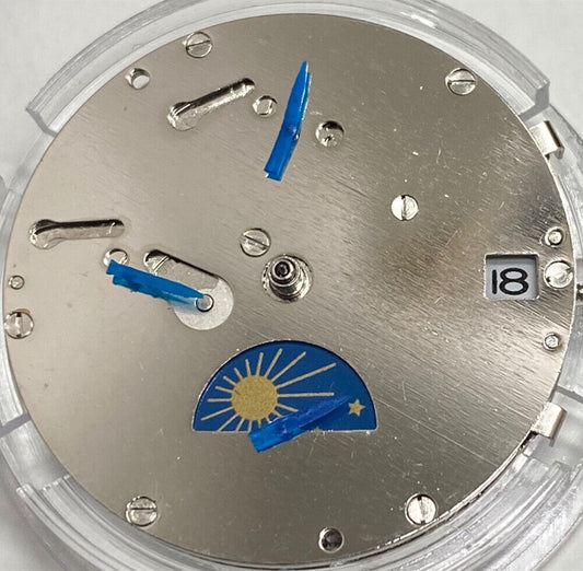 Asian 2813 silver watch with multi-function automatic mechanical movement, moon phase at 6 o'clock, date display