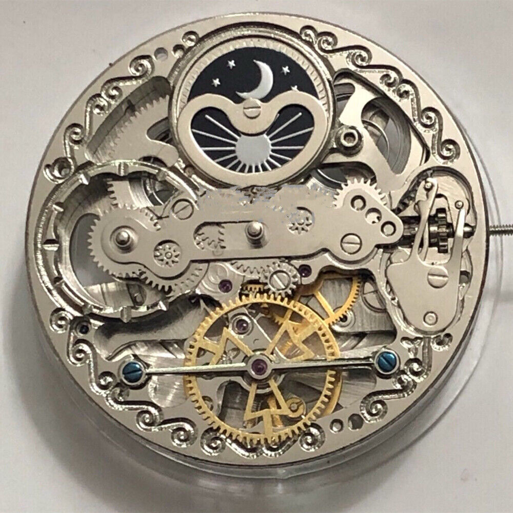 Double Mainspring watch with multi-function hollow mechanical movement and dual time zone display by Double Mainspring.