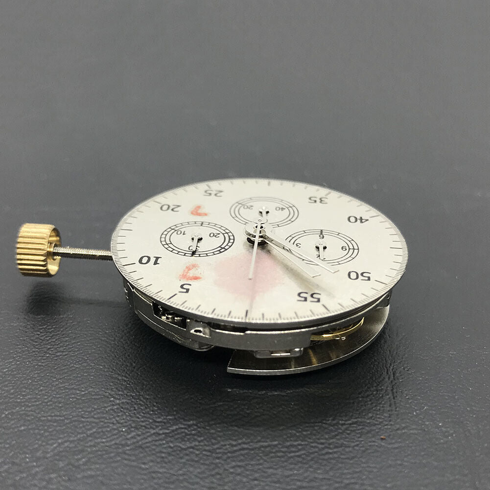 Asian 7750 automatic chronograph movement with ETA 7753 layout featuring subdials at 3, 6, and 9 o'clock.