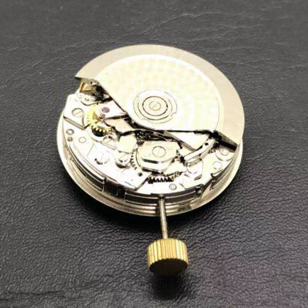 Asian 7750 automatic chronograph movement with ETA 7753 layout showcasing subdials at 3, 6, and 9 o'clock positions for precision timing.