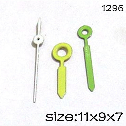 Green watch hands set for Miyota 2015 movement, 11mm/9mm/7mm lengths by NO.1296, precise fit.