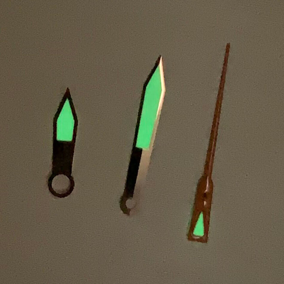 Green luminous watch hands set for NH35A/NH36A/4R36 movement, sizes 7.5/12/12mm, B12 brand.