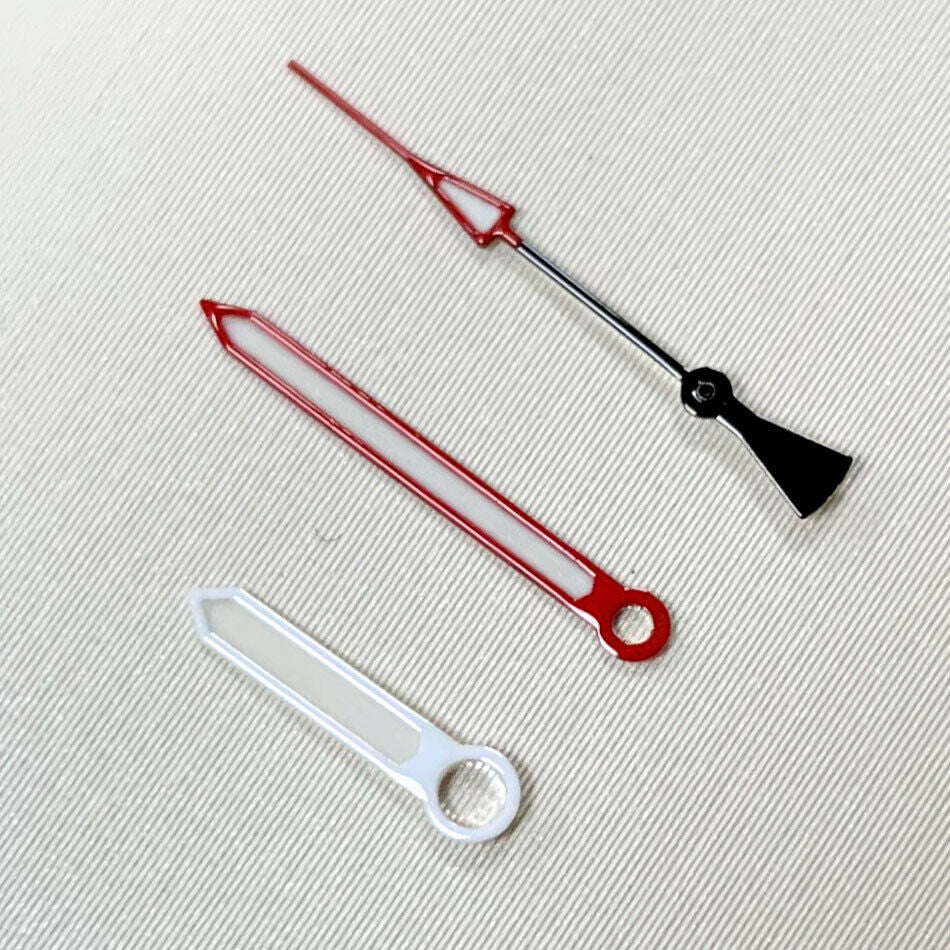 Green luminous watch hands set by B17 for NH35A/NH36A/4R36 movements, sizes 8mm and 12.5mm.