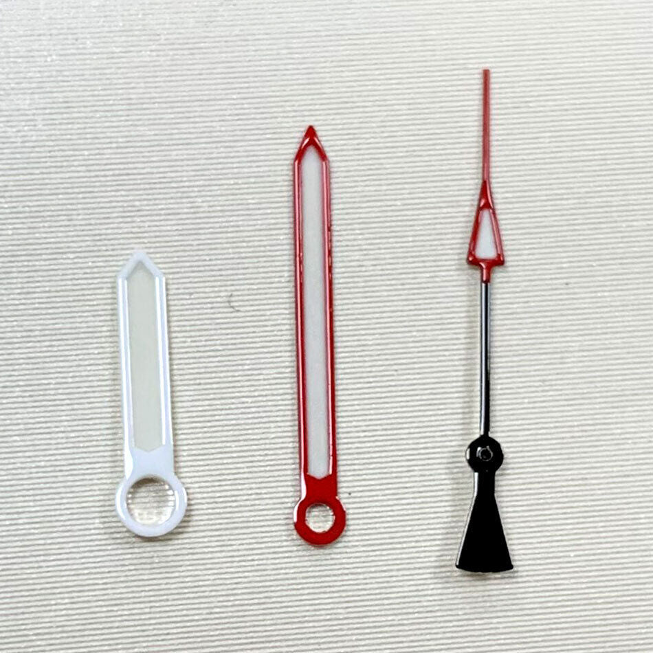 Green luminous watch hands set by B17, compatible with NH35A/NH36A/4R36 movements, 8/12.5mm sizes.