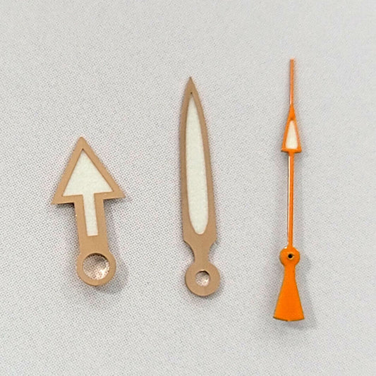 Green luminous watch hands set for NH35A/NH36A/4R36 movement, sizes 7.5/11.8mm by BrandName, perfect for repairs.