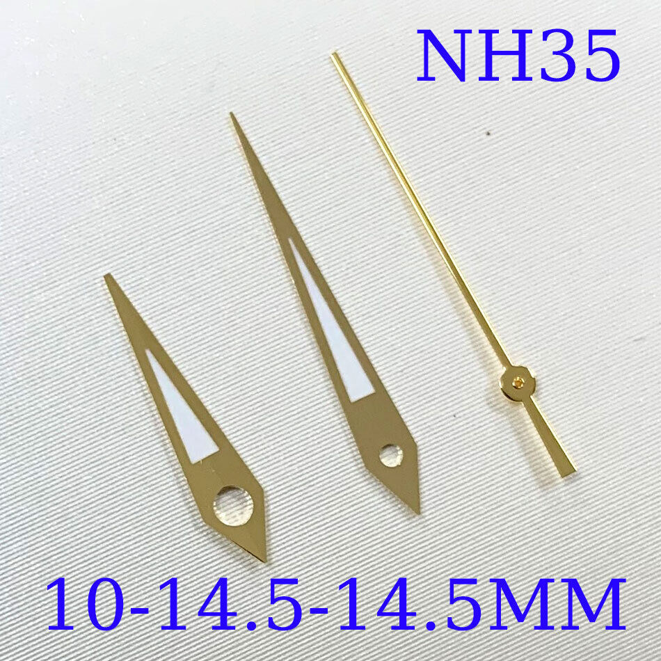 Green luminous watch hands set by A10 for NH35A/NH36A/4R36 movement, sizes 10/14.5mm, perfect for watch repair.