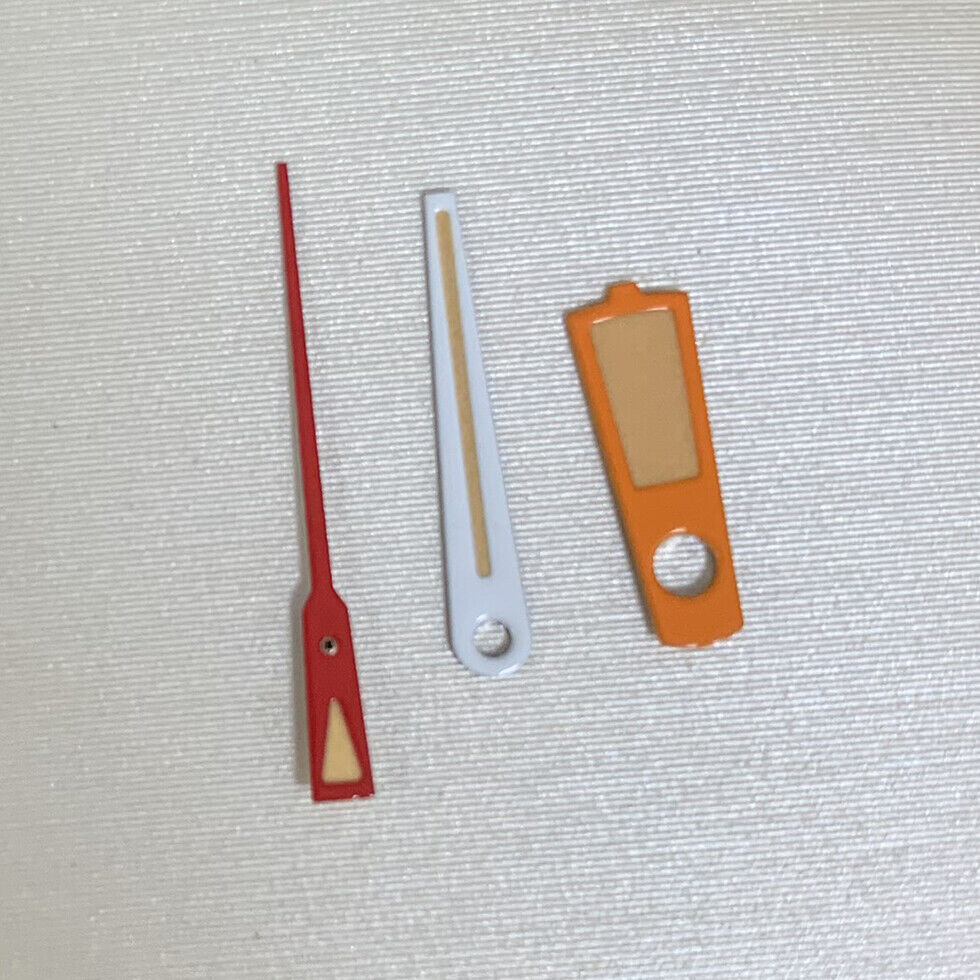 Green luminous orange watch hands set, compatible with NH35A/NH36A/4R36, sizes 7/11/12mm.