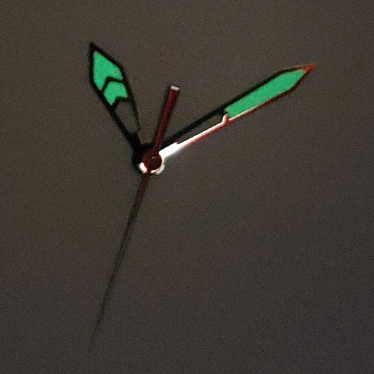 Green luminous watch hands set for NH35A/NH36A/4R36 movement, compatible with 9.5/14/15mm sizes, B13 brand.