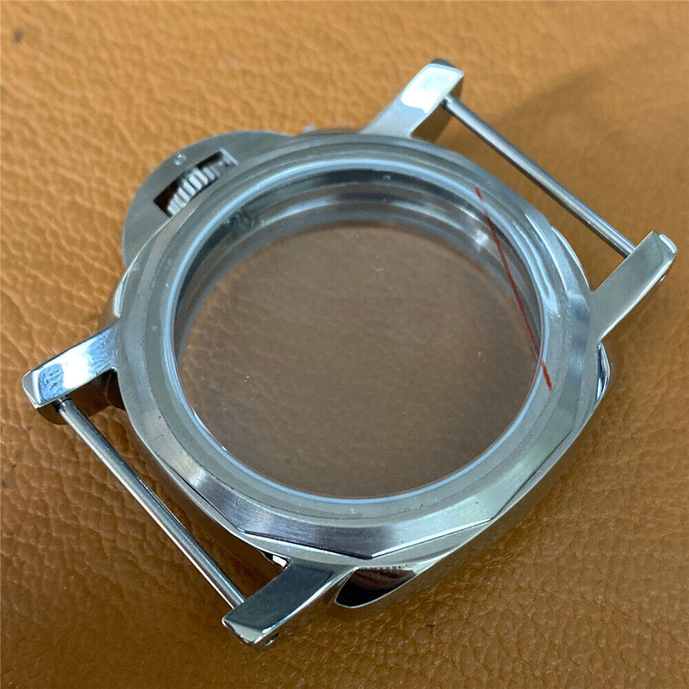 47mm PAM stainless steel watch case compatible with ETA 6497/6498 movements for ST3600 models.