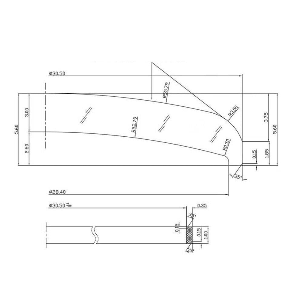 Verre saphir plan-convexe 30,5 x 5,6 mm pour montre universelle