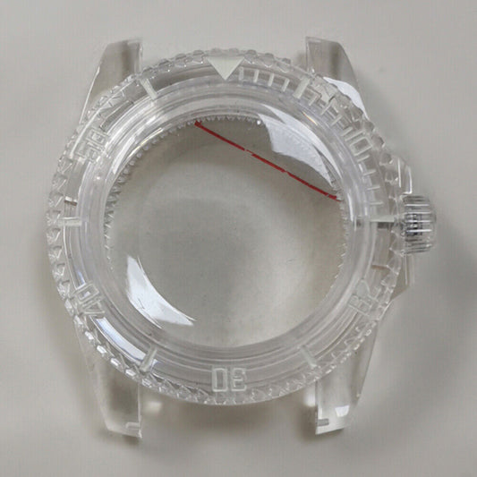 Green luminous 40MM plastic watch case with acrylic mirror, compatible with 8215 8200 821A 2813 movements, BrandName.