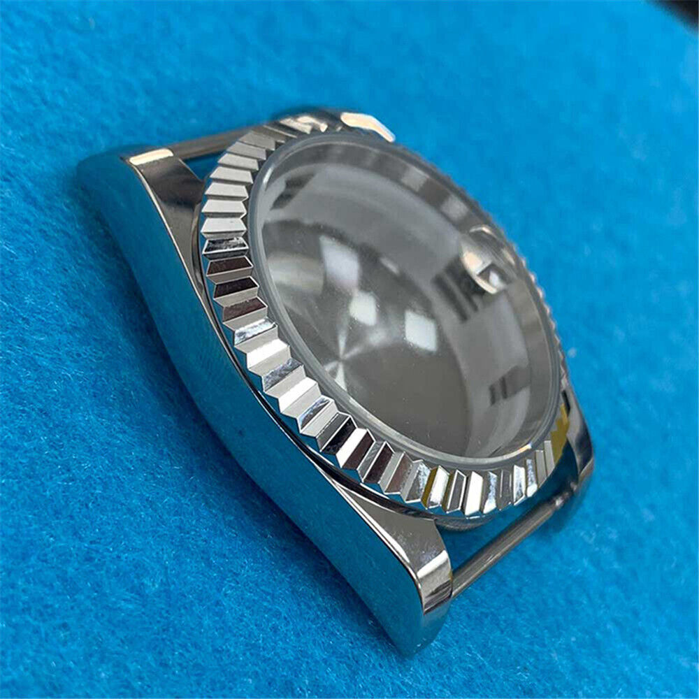36MM steel watch case with mineral glass, fits 8215/2813/8205/8200 movements, durable and precise design.