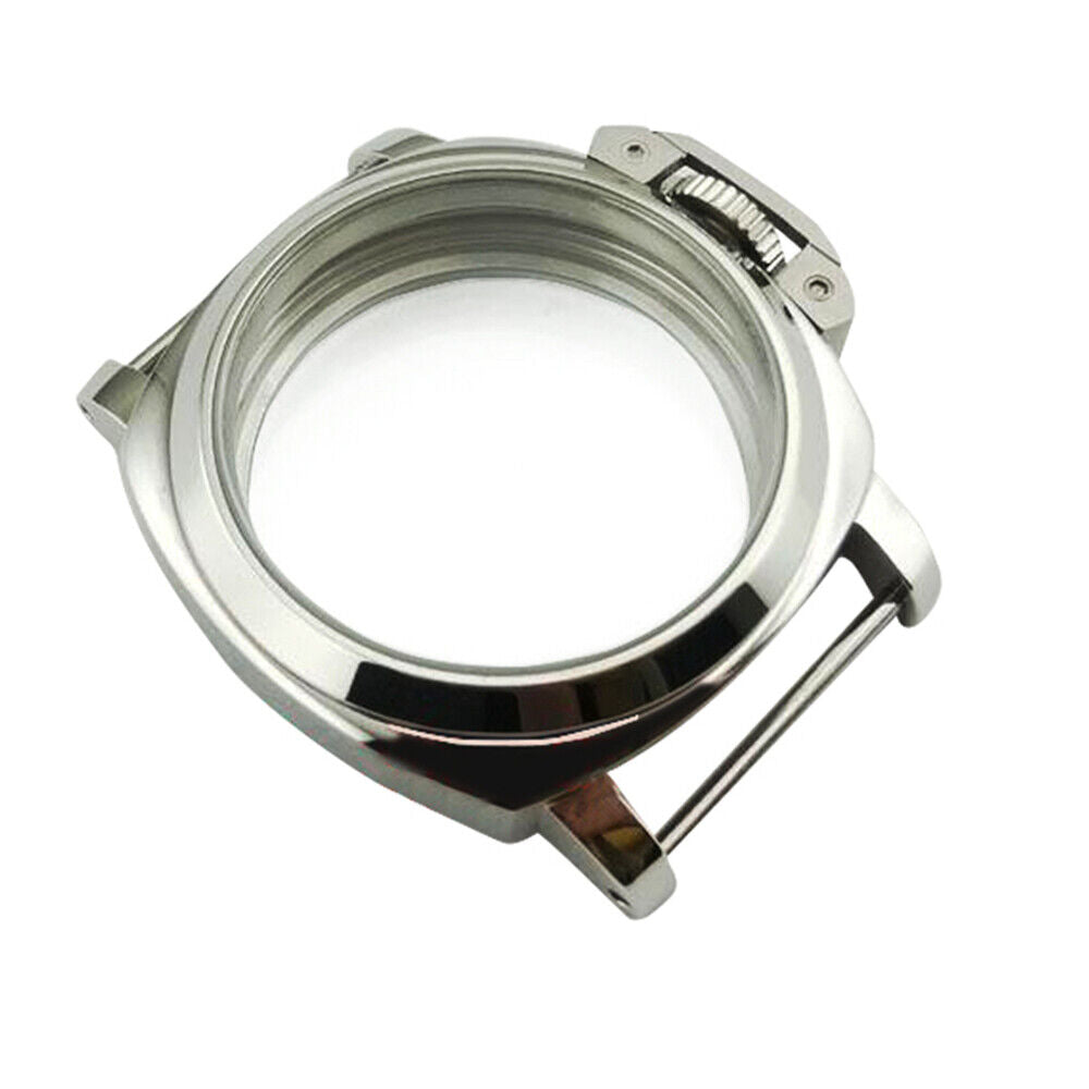 Polished 44MM stainless steel watch case, compatible with ETA6497/6498 and ST3600/ST3620 movements.