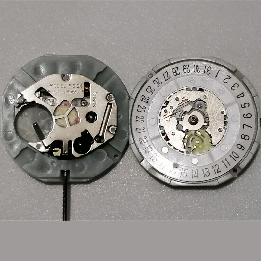 Brand New Quartz Movement Sunon PE28 3 Hands Date at 6 Movement