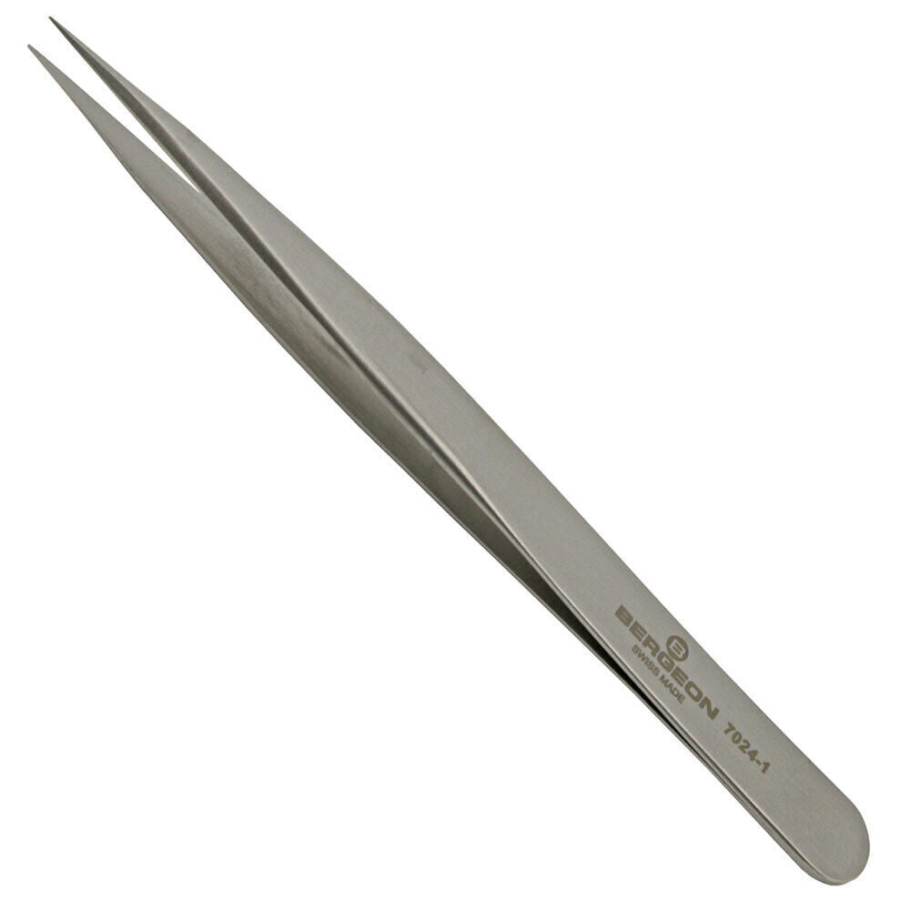 Bergeon 7024-1 7026-1 Antimagnetische Pinzette, Größe 120 mm, Schweizer Uhrmacherwerkzeug