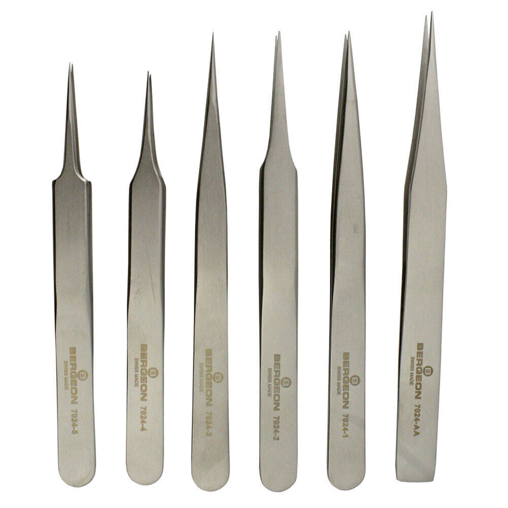 Bergeon 7024 Lot de 6 pinces antimagnétiques pour horloger suisse