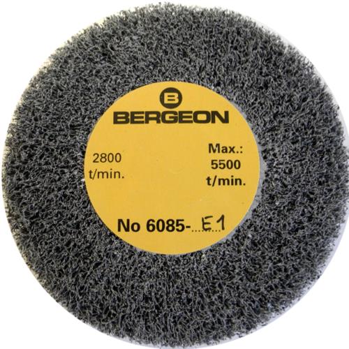 Bergeon 6085-E1 medium abrasive satin finishing wheel for watch polishing and metal refinement.