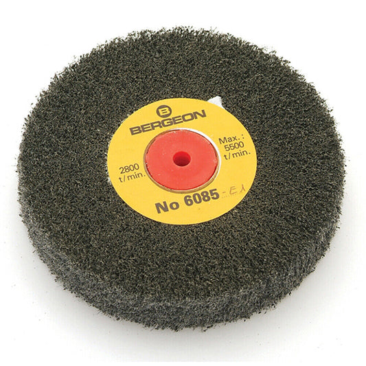 Bergeon 6085-E1 medium abrasive satin finishing wheel for watch polishing and metal refinement.