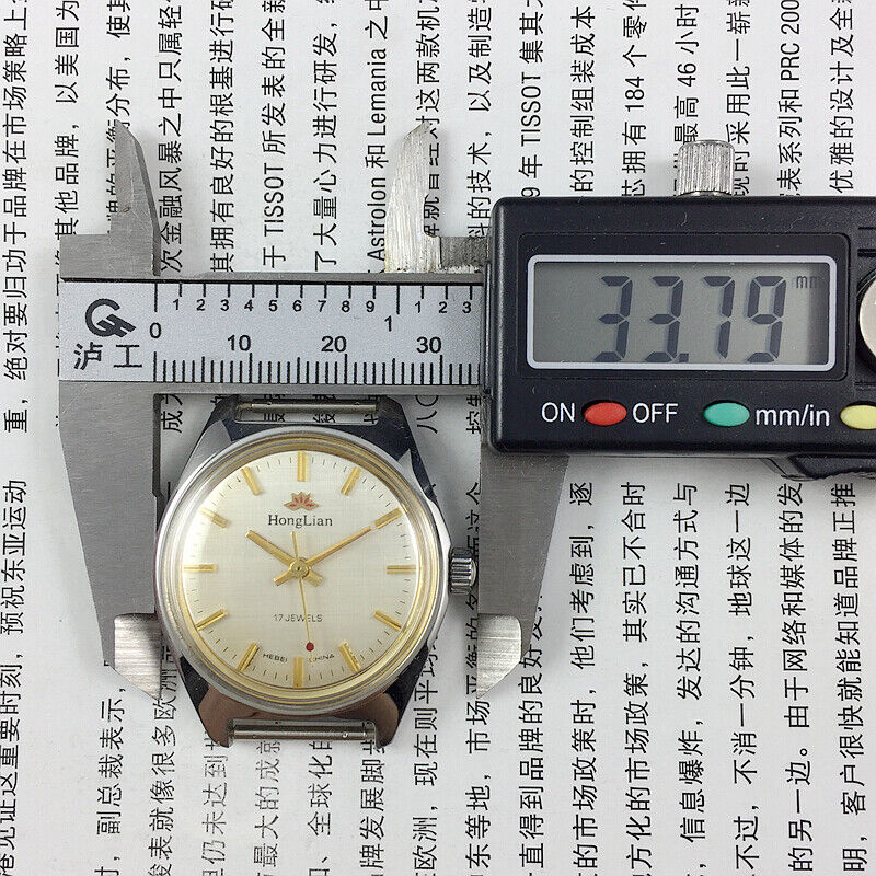 32mm China Made HONGLIAN Manual Mechanical Watch 17 Jews Golden Nail Grey Dial