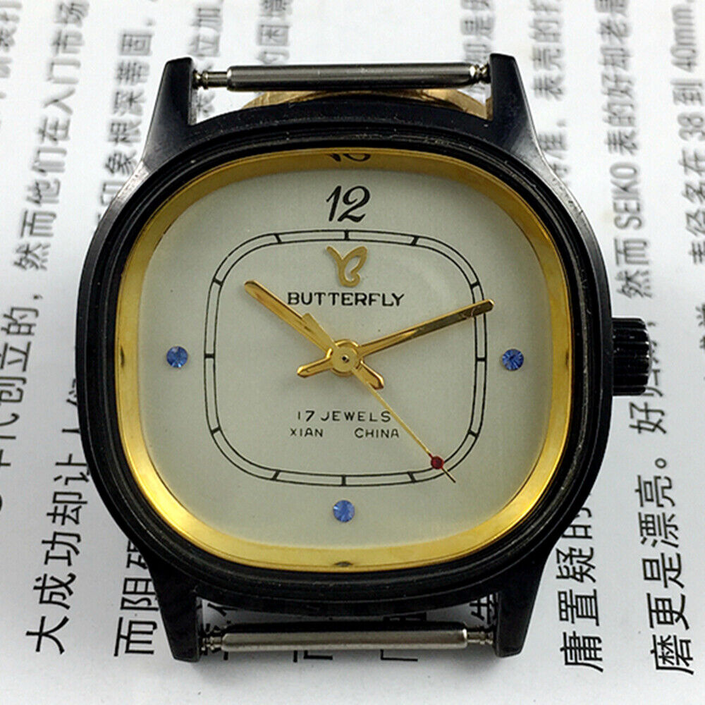 33mm Chinese Xian Manual Mechanical Watch 17 Jews Blue Imitation Diamond