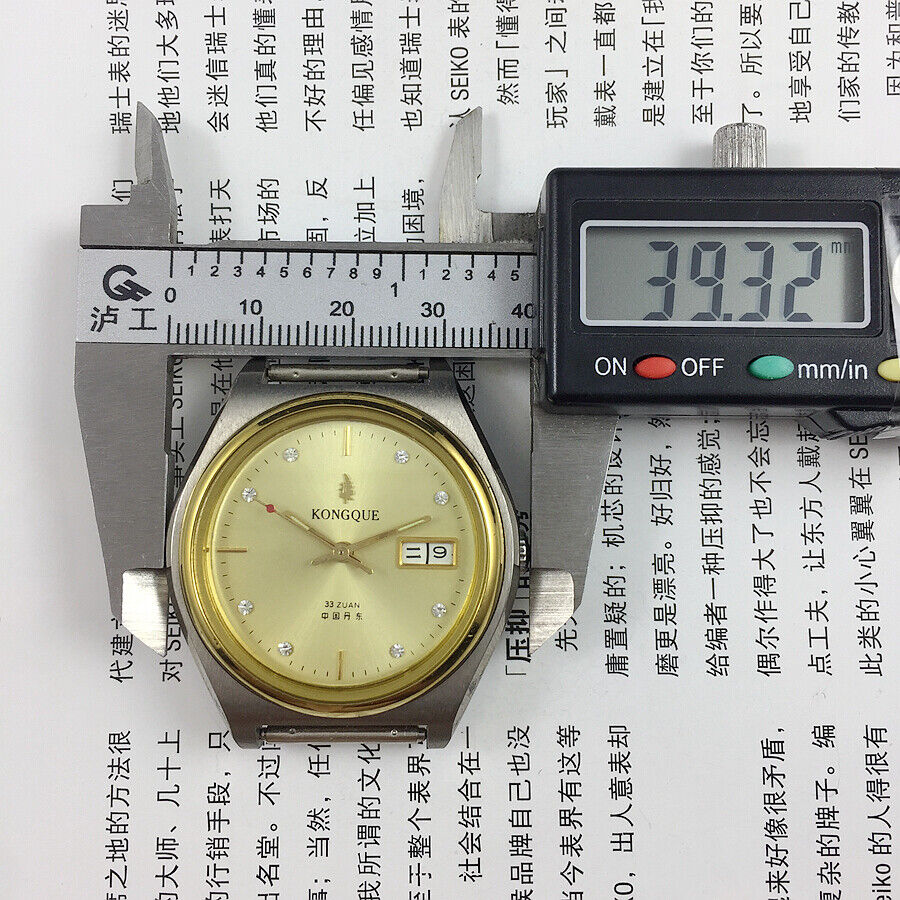 Montre mécanique automatique de 38 mm fabriquée en Chine, cadran doré à double calendrier 17 juifs