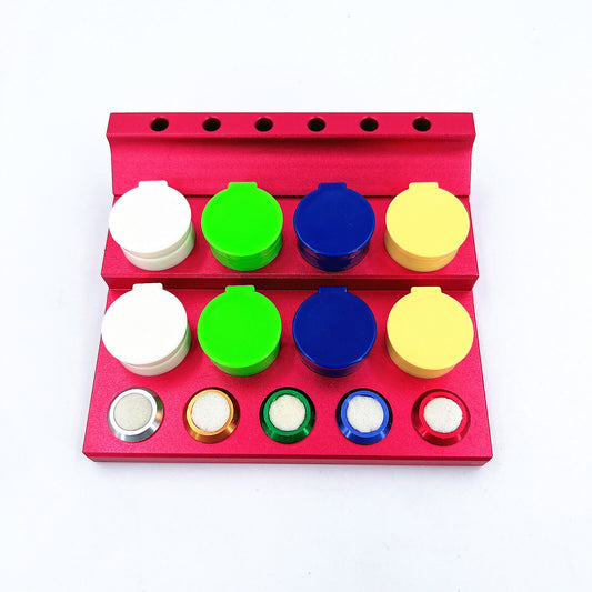 Die-cast alloy oil cup stand with 8 containers for watch repair, model 30180, durable and precise.