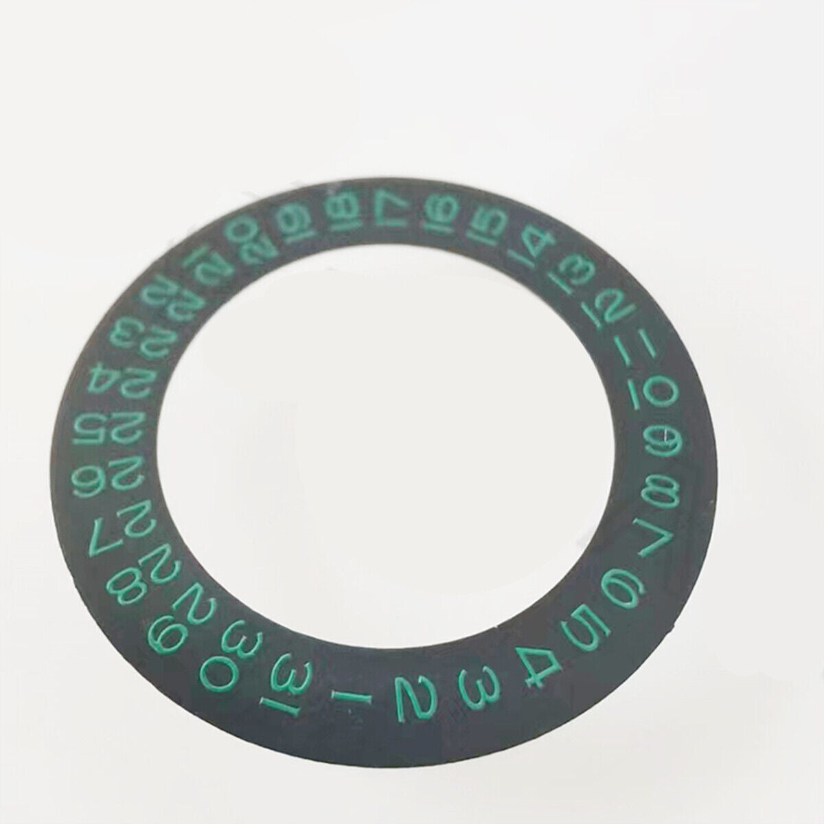 Green font black date wheel overlay for ETA2824, 2836, Miyota 8215/8200 watch movements.