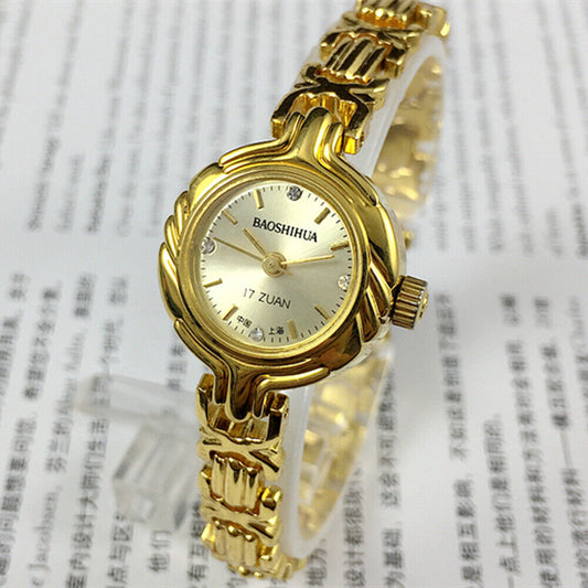Baoshihua Lady Manual Mechanical Watch with 17 Jewels and Imitation Diamond, 22mm strap size.