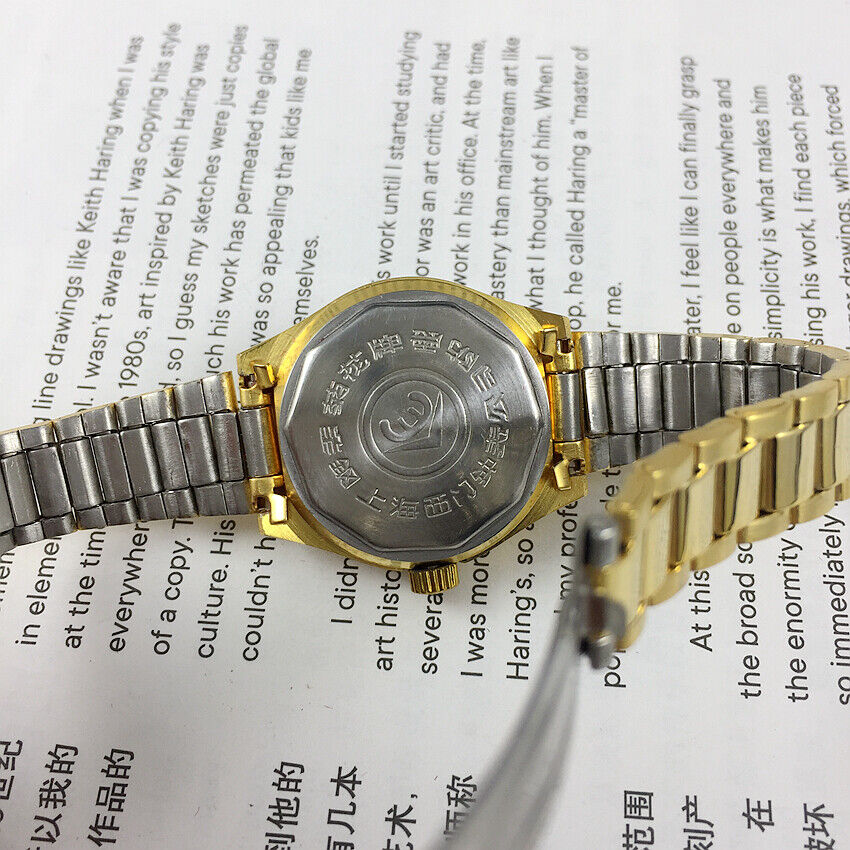 26mm Shanghai Made Lady Manual Mechanical Watch 19 Jews Golden Flower Grid Dial