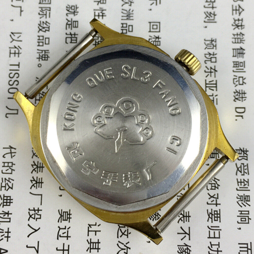 33mm Kongque China Made Manual Mechanical Watch 17 Jews Golden Dial Square Case