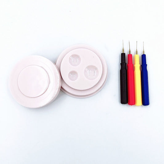 Oil cups plastic stand with 3 containers and oiler pen set for precise watch repair.