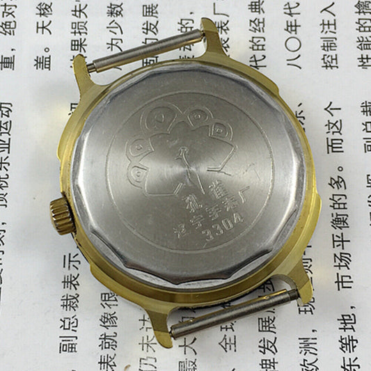 36mm China Made manual mechanical watch with 17 jewels, light yellow dial, and luminous hands