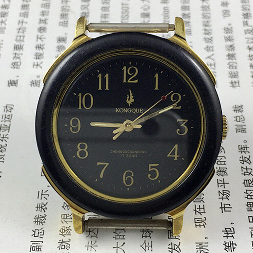 36mm China Made Manual Mechanical Watch 17 Jews Black Dial Luminous Hands