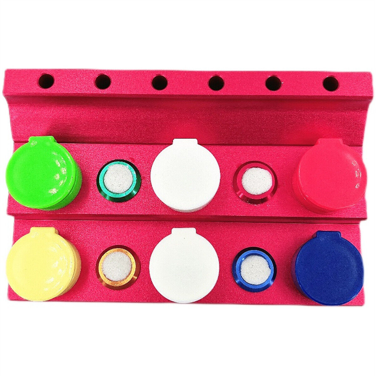 Support de gobelets à huile en alliage moulé sous pression, 6 récipients, outil de réparation de montres, couvercle en plastique