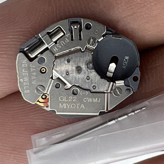 Miyota GL22 Japan Quartz Movement silver 2-hand watch mechanism, precise timekeeping by Miyota.