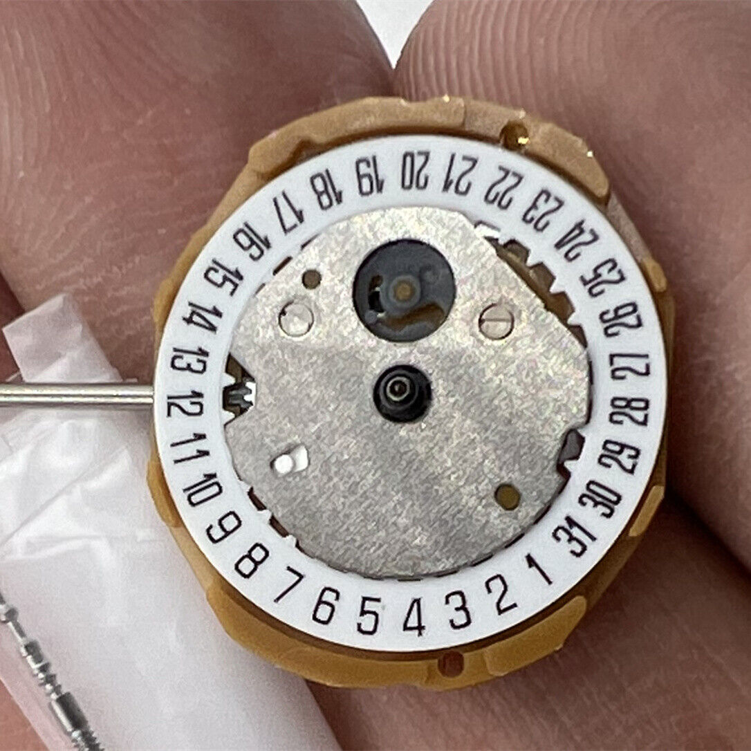 Miyota GL10 Japan quartz watch movement with 3 hands and date display at 6 o'clock.