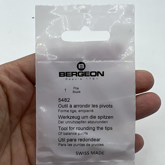 Bergeon 5482 pivot tool perfectly shaping watch balance tips for precise repairs and adjustments.