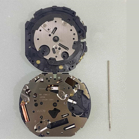 Hattori Epson VL57A quartz watch movement, precision Japan-made mechanism for accurate timekeeping.