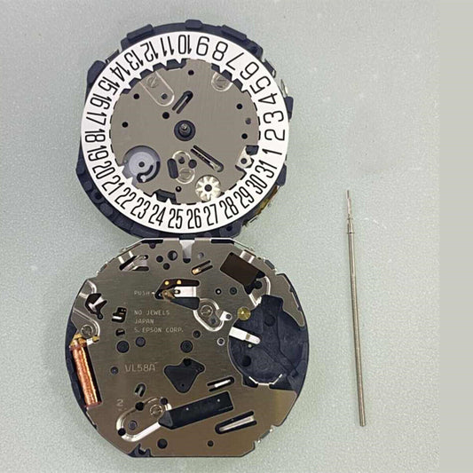 Hattori Epson VL58A quartz watch movement with date display at 6 o?clock, Japan made.