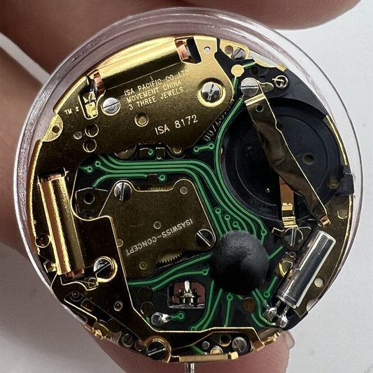 ISA 8172 watch quartz movement showing precise timekeeping for maintenance and replacement.