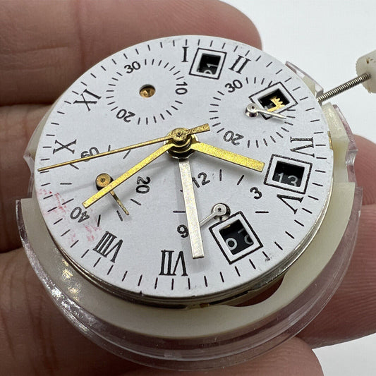 China Made 7750 GMT watch movement with 3 hands, small second at 9, automatic mechanical mechanism.