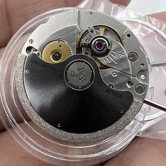 Miyota/Citizen 9039 automatic mechanical watch movement, 3 hands, no calendar, precision timekeeping.