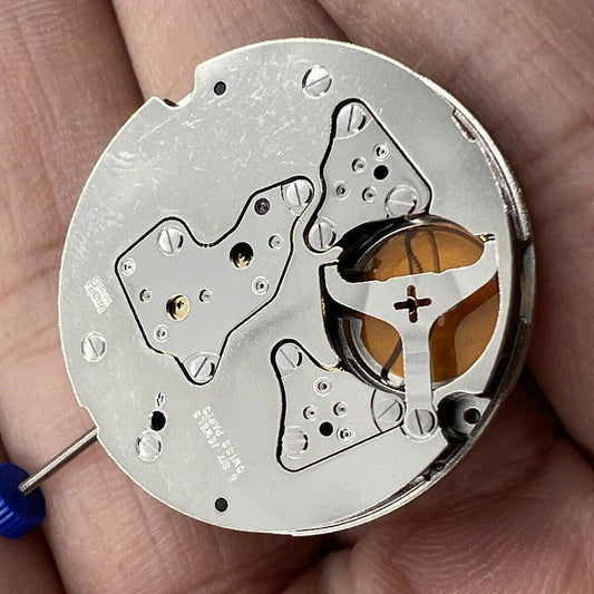 Ronda 5040B Swiss quartz watch movement with chronograph function and durable construction.