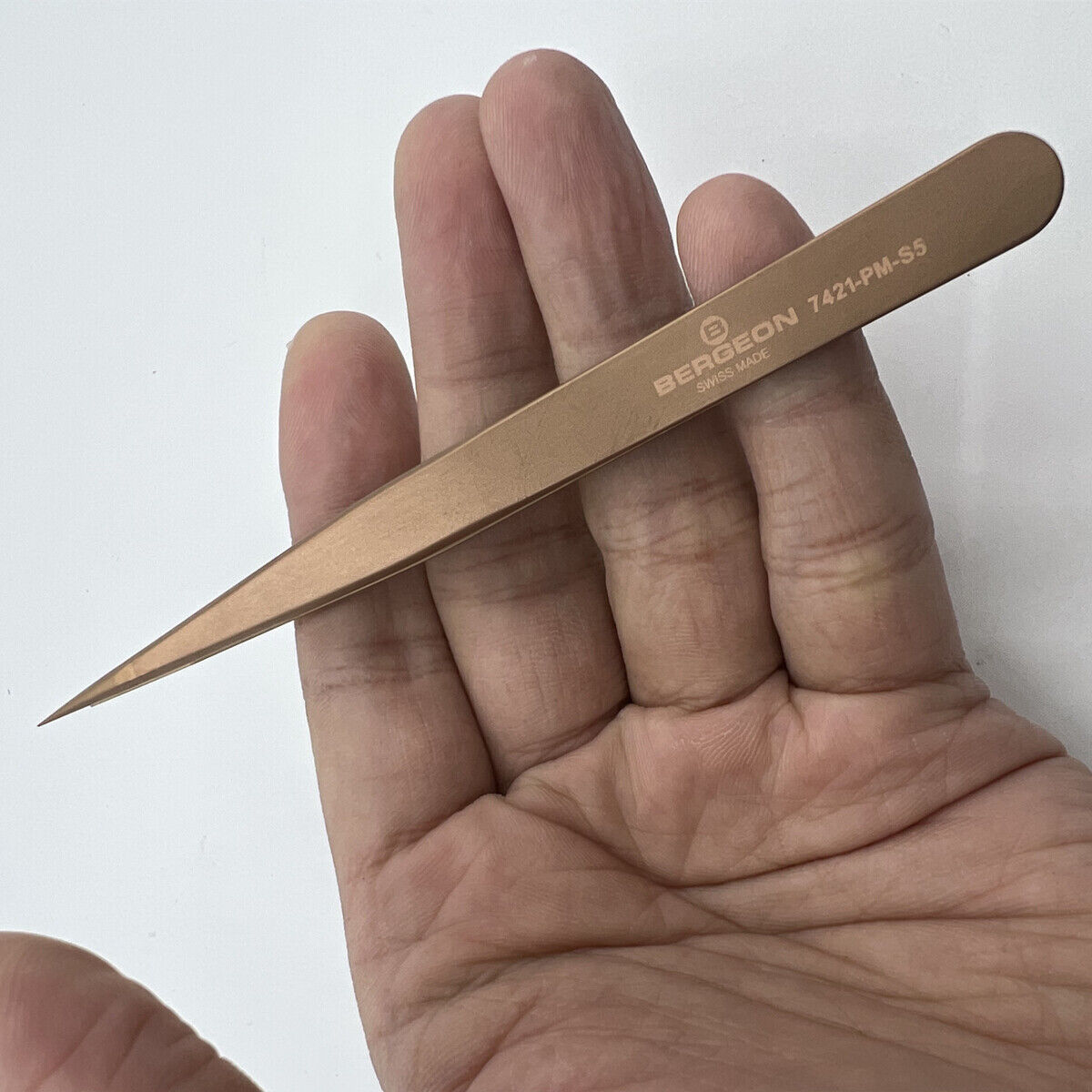 Pince à épiler Bergeon 7421-PM-S5 neuve de haute qualité en bronze fabriquée en Suisse