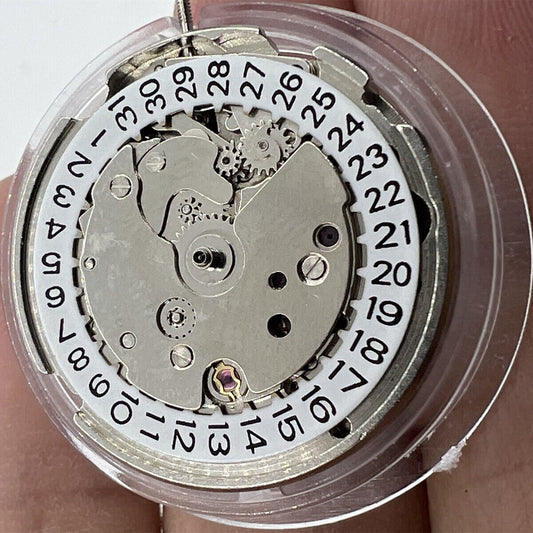 26.5mm 7120 automatic mechanical watch movement with single calendar and three hands for precise timekeeping.