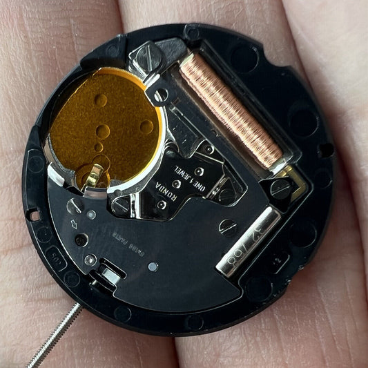 Ronda 502 quartz watch movement with precise Swiss parts for reliable timekeeping.