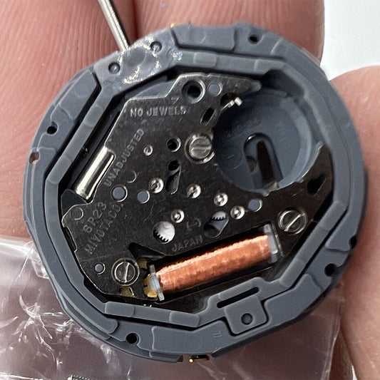 Miyota 6P23 quartz watch movement with 5 hands, includes battery, precision timekeeping from Japan.