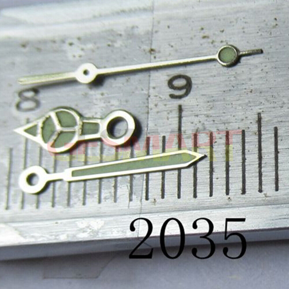 Aiguille de montre lumineuse verte avec garniture argentée pour Miyota 2035 2115 2105 2305 2315